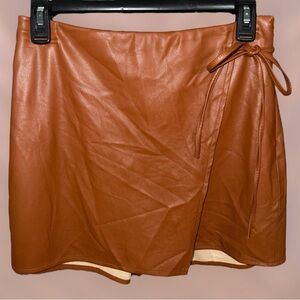 Bluivy Brown Mini Wrap Skort Tie Front